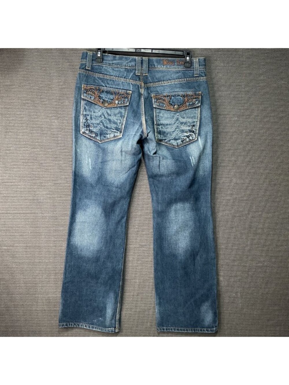 Blac Label Men's 36 Denim Jeans Bling Studded Flap Pocket Baggy Embroidered Y2K